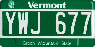 VT license plate YWJ677
