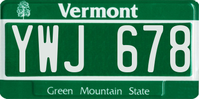 VT license plate YWJ678