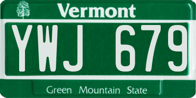 VT license plate YWJ679