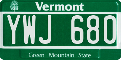 VT license plate YWJ680