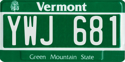 VT license plate YWJ681