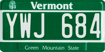 VT license plate YWJ684