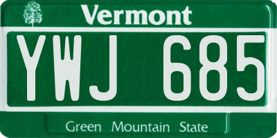 VT license plate YWJ685