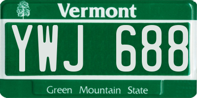 VT license plate YWJ688