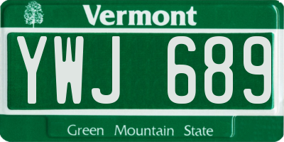 VT license plate YWJ689
