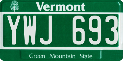 VT license plate YWJ693
