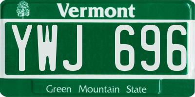 VT license plate YWJ696