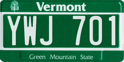 VT license plate YWJ701