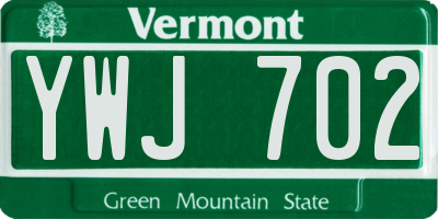 VT license plate YWJ702