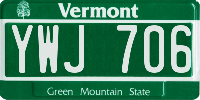 VT license plate YWJ706