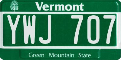 VT license plate YWJ707