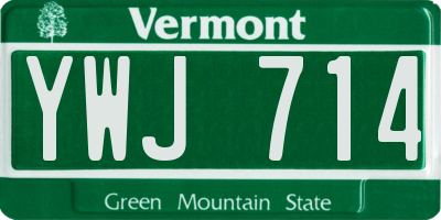 VT license plate YWJ714