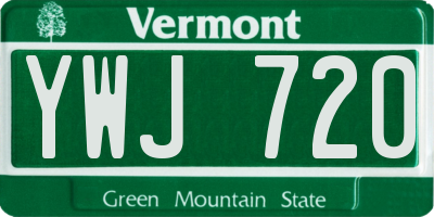 VT license plate YWJ720