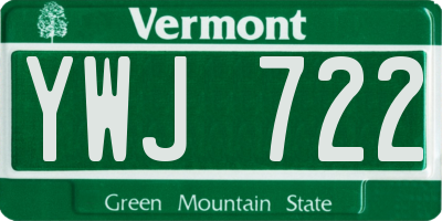 VT license plate YWJ722