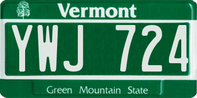 VT license plate YWJ724