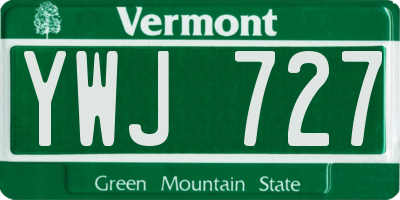 VT license plate YWJ727