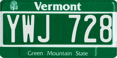 VT license plate YWJ728