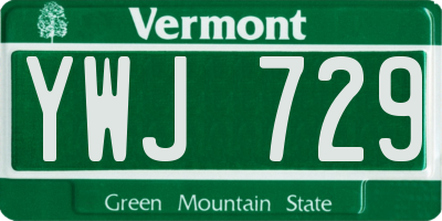 VT license plate YWJ729