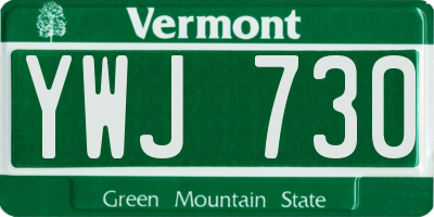 VT license plate YWJ730