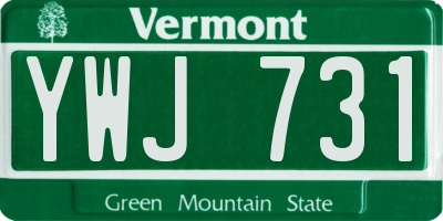 VT license plate YWJ731