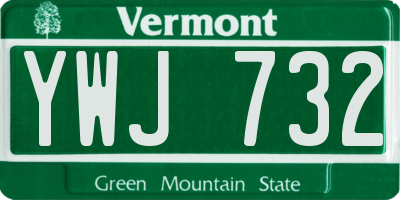 VT license plate YWJ732
