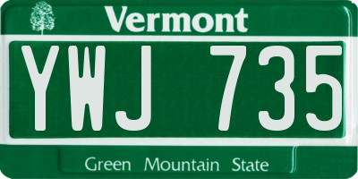 VT license plate YWJ735