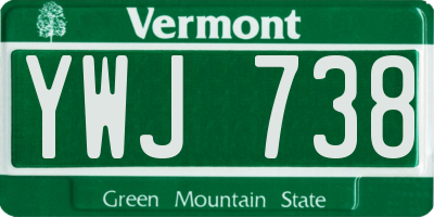 VT license plate YWJ738
