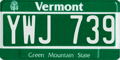 VT license plate YWJ739