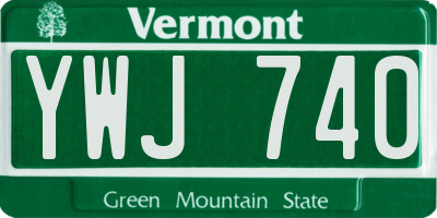 VT license plate YWJ740