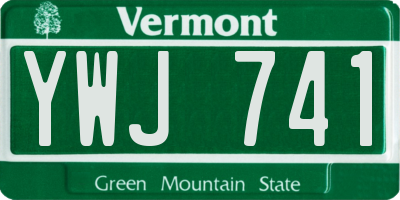 VT license plate YWJ741