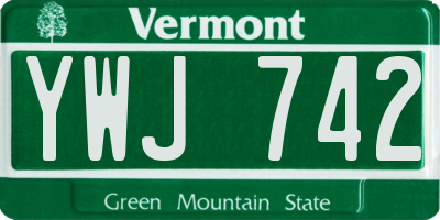 VT license plate YWJ742