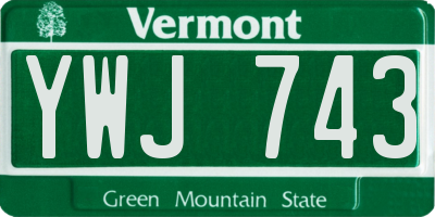 VT license plate YWJ743