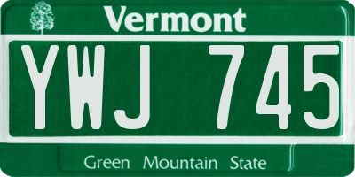 VT license plate YWJ745