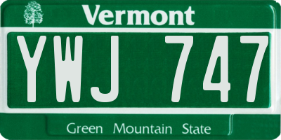VT license plate YWJ747
