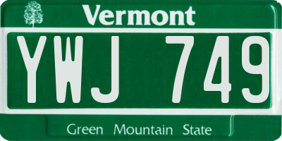 VT license plate YWJ749