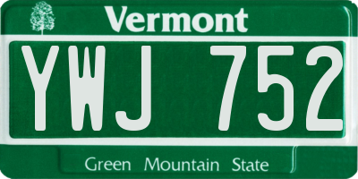 VT license plate YWJ752