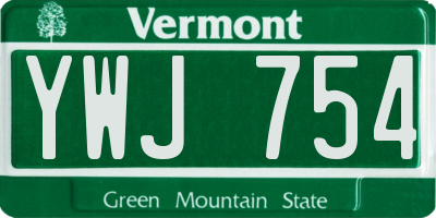 VT license plate YWJ754