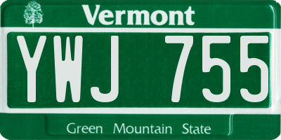 VT license plate YWJ755