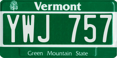 VT license plate YWJ757