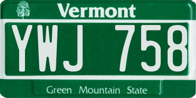 VT license plate YWJ758