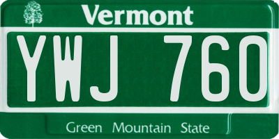 VT license plate YWJ760