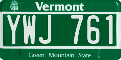 VT license plate YWJ761