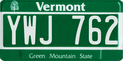 VT license plate YWJ762