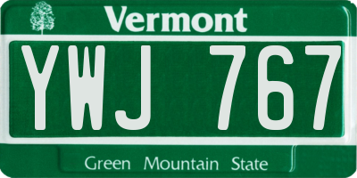 VT license plate YWJ767