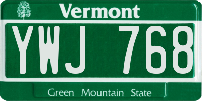 VT license plate YWJ768