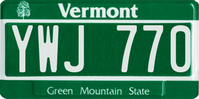 VT license plate YWJ770