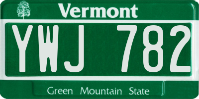 VT license plate YWJ782