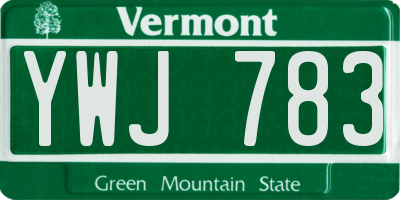 VT license plate YWJ783