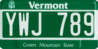 VT license plate YWJ789