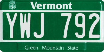 VT license plate YWJ792